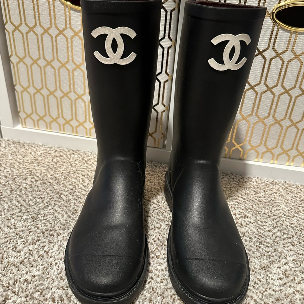 Chanel rain boots